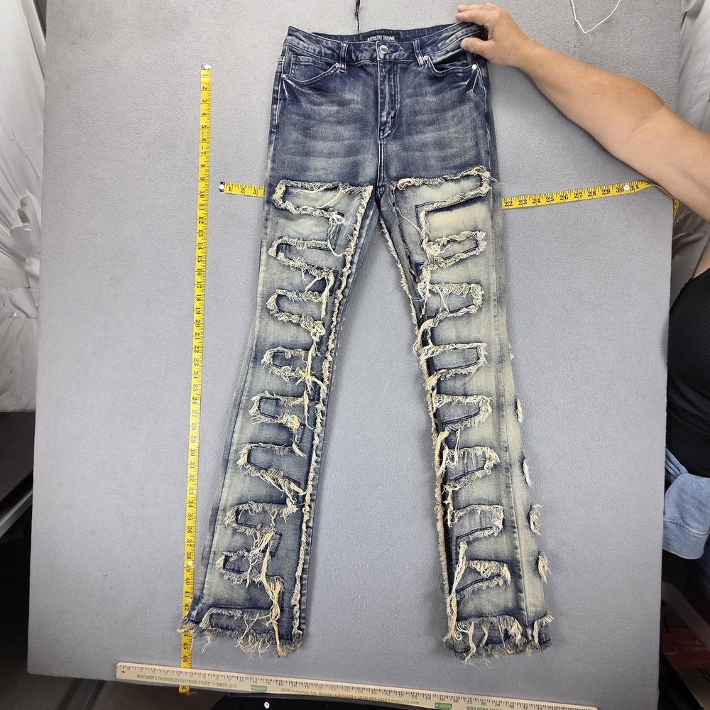Rockstar Original Zariyah Stacked Flare Jeans Womens L Distressed Fringe 27x34